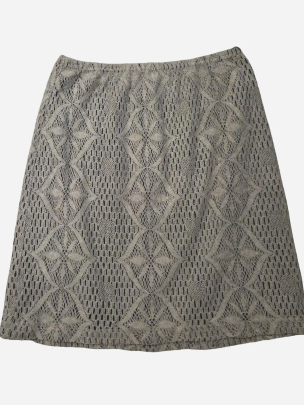 Neutral Beige Crochet A-Line Skirt